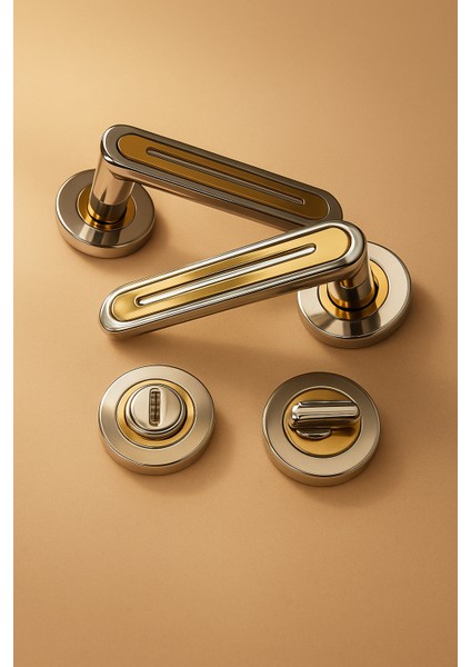 Kubik Krom Albirifin Rozetli Wc Kapı Kolu (1tk-Arka ve Ön) modelleri