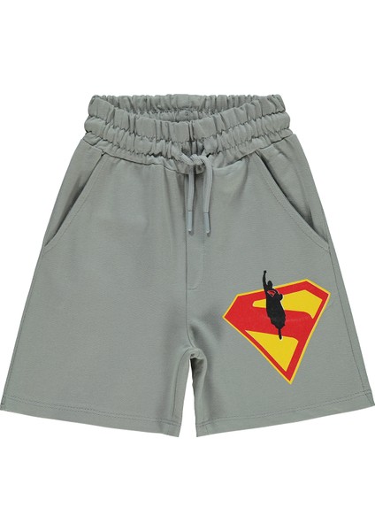 Süperman Erkek Çocuk Kapri 2-5 Yaş Gri