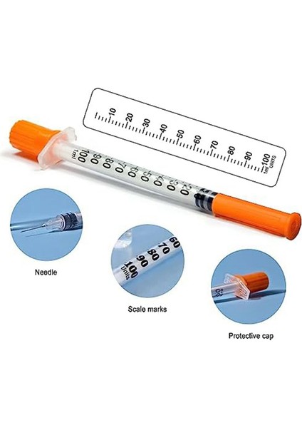 Tek Kullanımlık Steril Şırınga 1cc 30GA 1/2 Inç Iğne, Bireysel Paket (100 Adet) (Yurt Dışından)