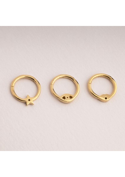 14 Ayar Altın Taşlı Yıldız Minimal Halka Piercing