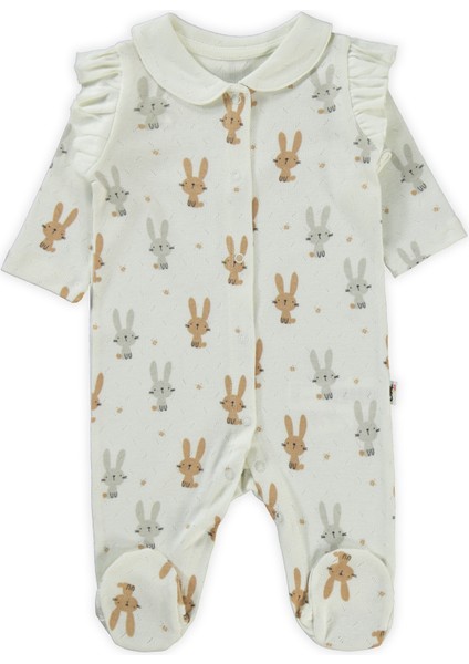 Kız Bebek Patikli Tulum 1-6 Ay Fildişi