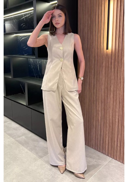 Çift Düğmeli Yelek Pantolon Ikili Takım P-00017320