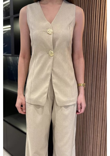 Çift Düğmeli Yelek Pantolon Ikili Takım P-00017320 fırsatları