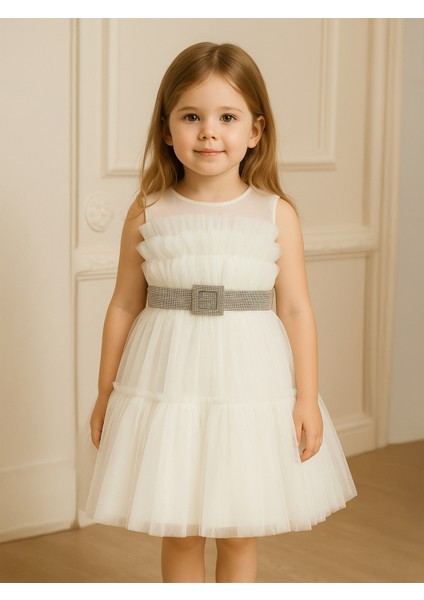 Kız Çocuk Abiye 2-5 Yaş Ekru