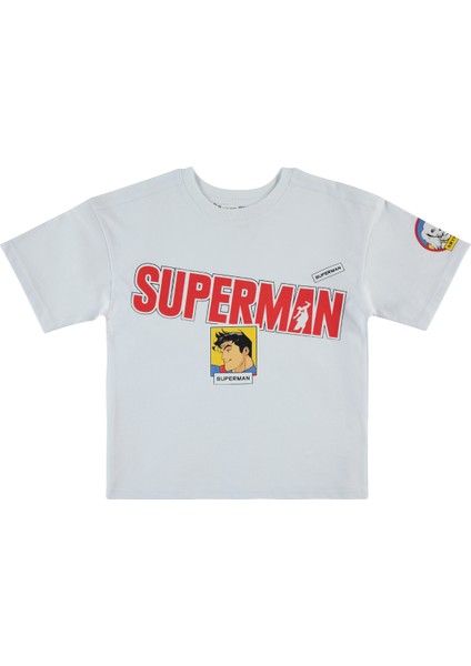 Süperman Erkek Çocuk Tişört 6-9 Yaş Beyaz modelleri