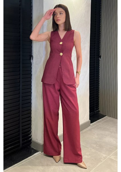 Çift Düğmeli Yelek Pantolon Ikili Takım P-00017320