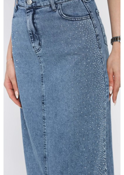 Kadın Taş Işlemeli Jean Kot Etek P-00017323 fırsatları