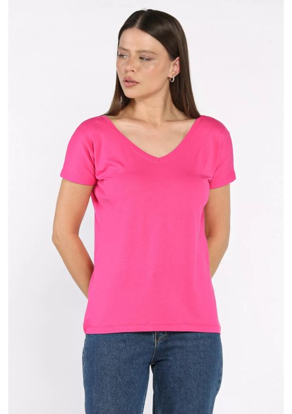 Ön Arka V Yaka Kadın T-Shirt P-00015022 fiyatları