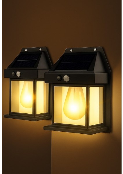 2 Adet Büyük Boy Güneş Enerjili Bahçe LED Ampul Hareket Sensörlü Bahçe LED 3 Mod'lu