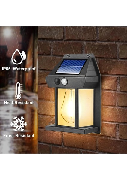 2 Adet Büyük Boy Güneş Enerjili Bahçe LED Ampul Hareket Sensörlü Bahçe LED 3 Mod'lu