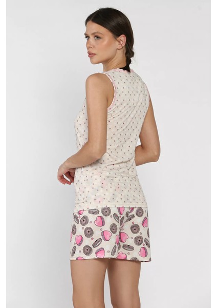 Kadın Baskılı Şortlu Pijama Takımı P-00017382
