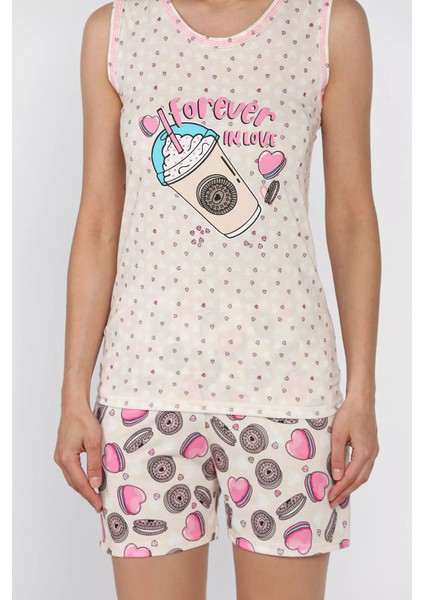 Kadın Baskılı Şortlu Pijama Takımı P-00017382
