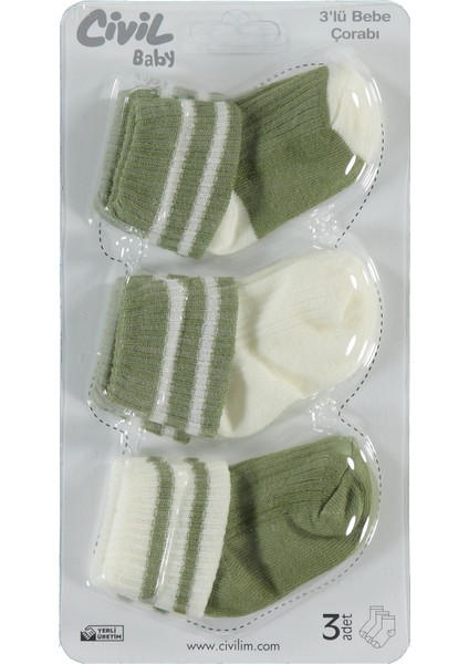 Bebek 3'lü Çorap Set 0-24 Ay Yeşil