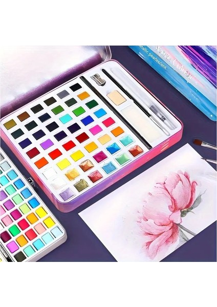 Profesyonel Tablet Taş Suluboya Seti 48 Li Renk Metal Kutu indirimleri