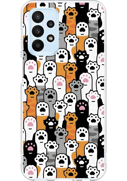 Samsung Galaxy A23 Uyumlu Şeffaf Kılıf Kedişler 3 Tasarımlı