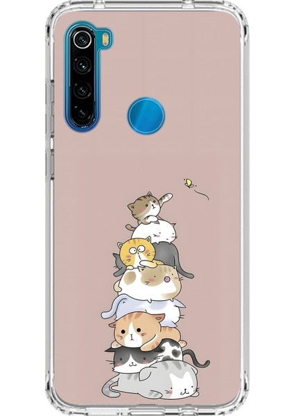 Xiaomi Redmi Note 8 Uyumlu Şeffaf Kılıf Kedişler 1 Tasarımlı