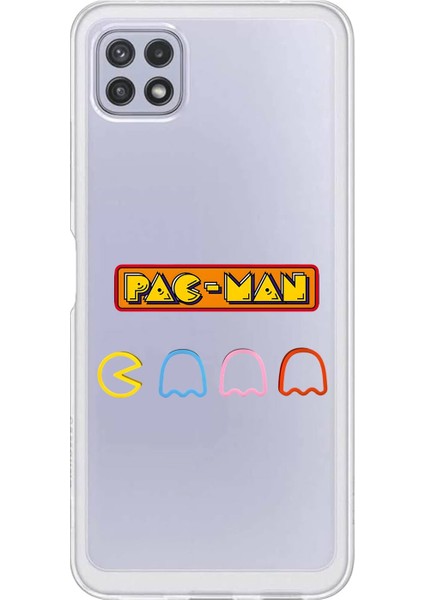 Samsung Galaxy A22 Uyumlu Şeffaf Kılıf 1 Pac-Man Tasarımlı