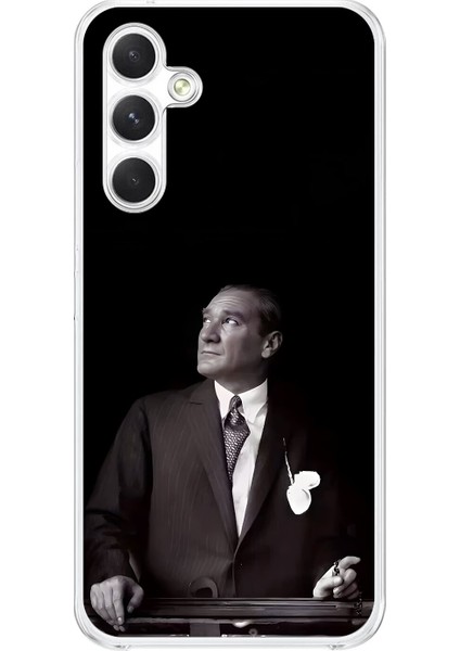 Samsung Galaxy A34 Uyumlu Şeffaf Kılıf Atatürk 3 Tasarımlı