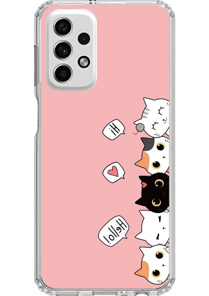 Samsung Galaxy A33 Uyumlu Şeffaf Kılıf Kedişler 2 Tasarımlı