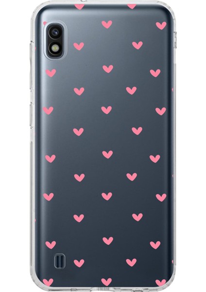 Samsung Galaxy A10 Uyumlu Şeffaf Kılıf Şeffaf Kalp 1 Tasarımlı