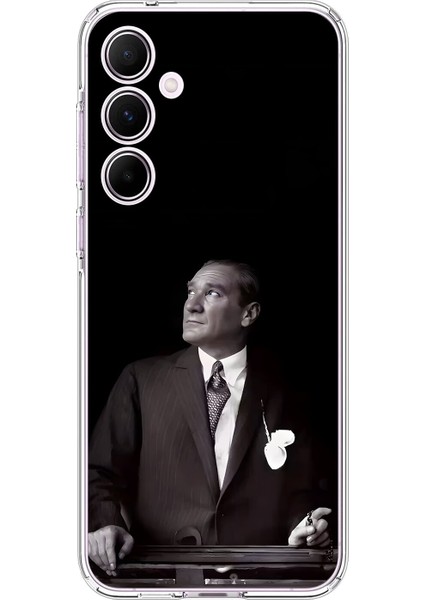 Samsung Galaxy A55 Uyumlu Şeffaf Kılıf Atatürk 3 Tasarımlı