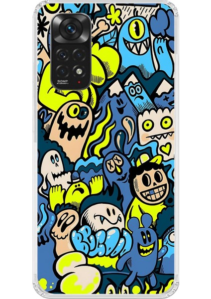 Xiaomi Redmi Note 11 Uyumlu Şeffaf Kılıf Graffiti 11 Tasarımlı