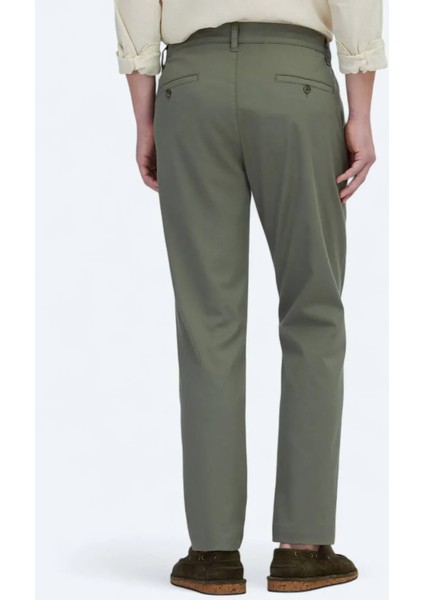 Haki Düz Dokuma Jogging Fit Casual Pamuk Karışımlı Pantolon