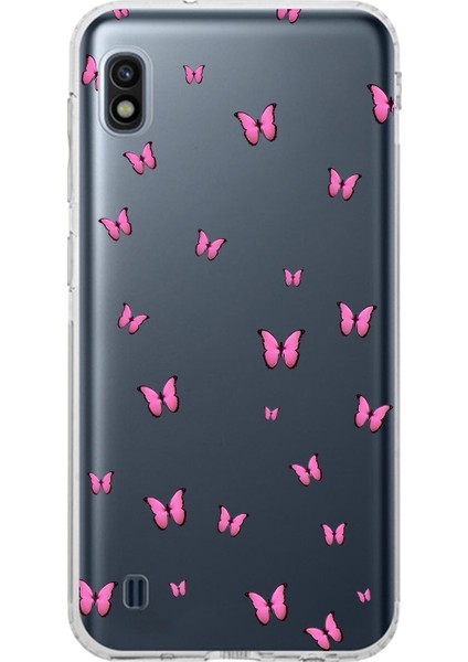 Samsung Galaxy A10 Uyumlu Şeffaf Kılıf Kelebek 2 Tasarımlı