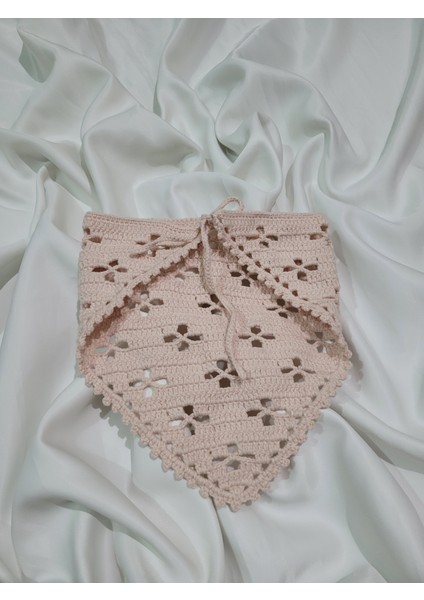 Örgü Bandana, El Örgüsü Desenli Üçgen Bandana,yazlık Bandana indirimleri