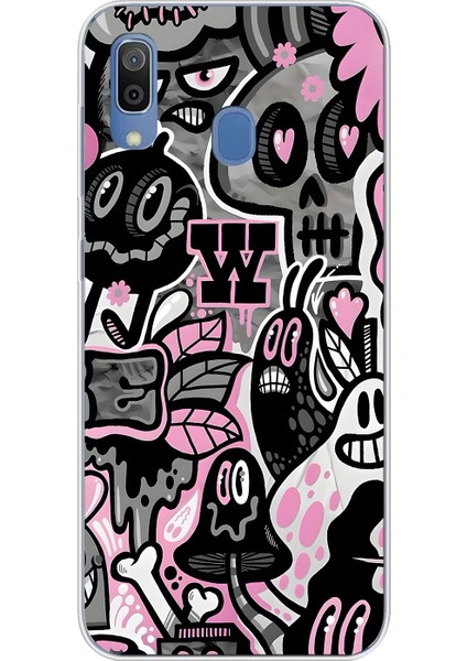 Samsung Galaxy A20 Uyumlu Şeffaf Kılıf Graffiti 10 Tasarımlı