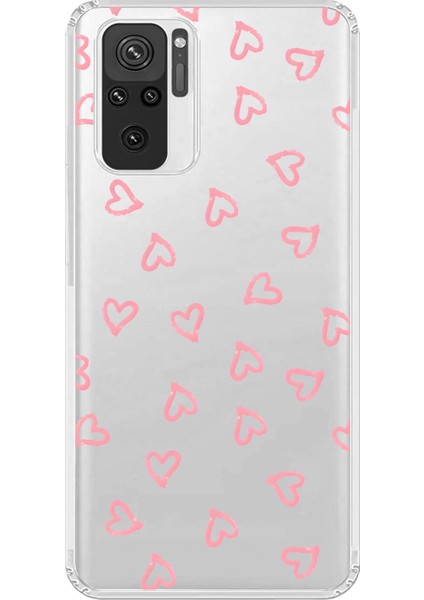 Xiaomi Redmi Note 10 Uyumlu Şeffaf Kılıf Şeffaf Kalp 3 Tasarımlı
