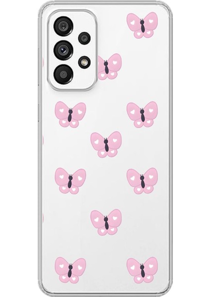 Samsung Galaxy A73 Uyumlu Şeffaf Kılıf Kelebek 1 Tasarımlı