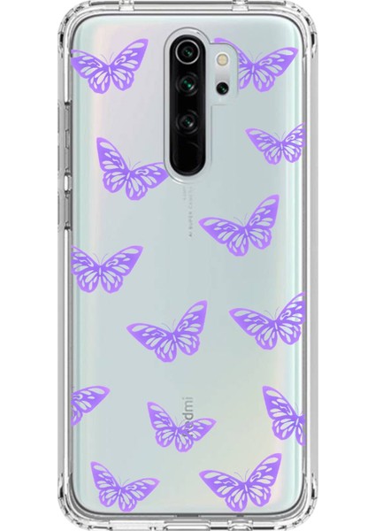Xiaomi Redmi Note 8 Pro Uyumlu Şeffaf Kılıf Kelebek 4 Tasarımlı