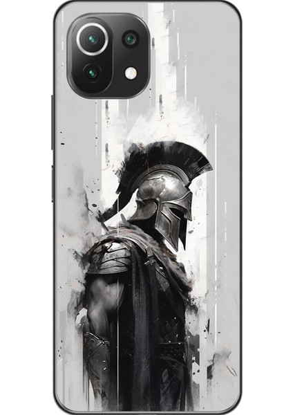 Xiaomi Mi 11 Lite Uyumlu Şeffaf Kılıf Spartan 2 Tasarımlı
