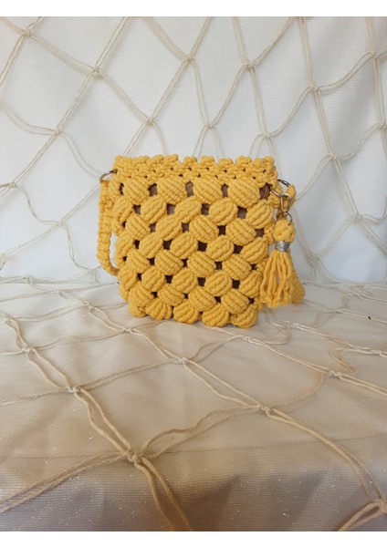 El Yapımı Makrome Sarı Omuz Çantası fiyatları
