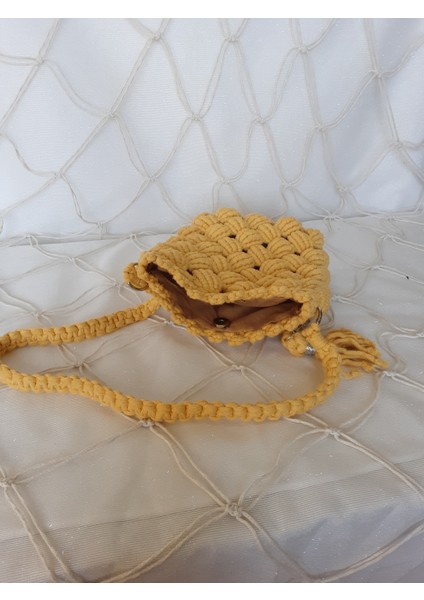 El Yapımı Makrome Sarı Omuz Çantası fırsatları