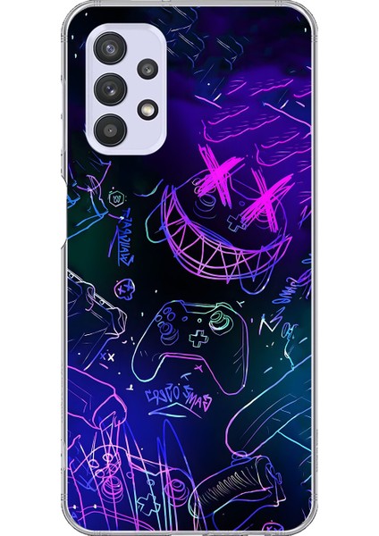 Samsung Galaxy A32 Uyumlu Şeffaf Kılıf Graffiti 4 Tasarımlı
