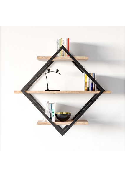 Baklava Duvar Rafı Kitaplık Banyo Rafı 3 Katlı
