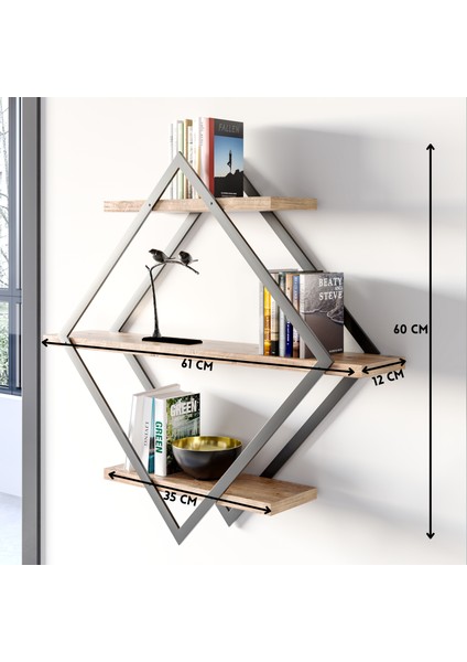 Baklava Duvar Rafı Kitaplık Banyo Rafı 3 Katlı fiyatları