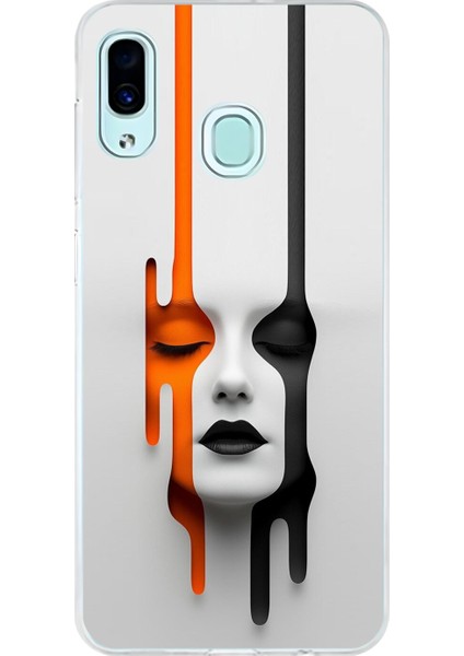 Samsung Galaxy A30 Uyumlu Şeffaf Kılıf Estetik Yüz 1 Tasarımlı