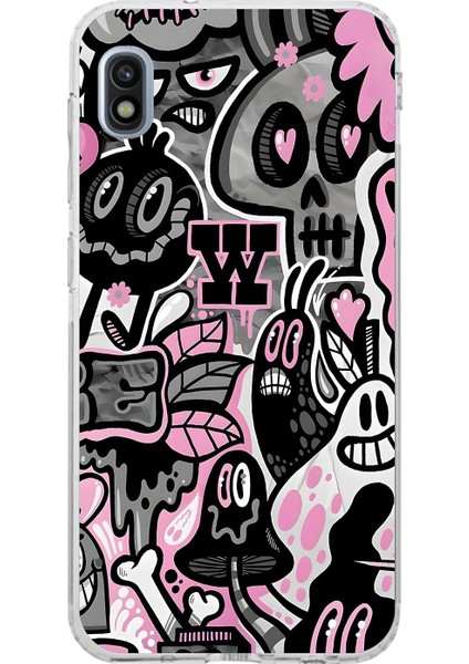 Samsung Galaxy A10 Uyumlu Şeffaf Kılıf Graffiti 10 Tasarımlı