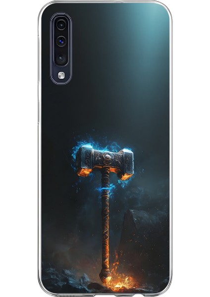 Samsung Galaxy A70 Uyumlu Şeffaf Kılıf Çekiç Tasarımlı