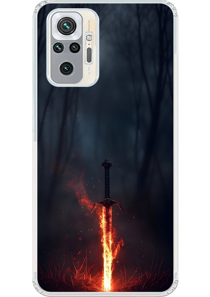 Xiaomi Redmi Note 10 Pro Uyumlu Şeffaf Kılıf Kılıç Tasarımlı