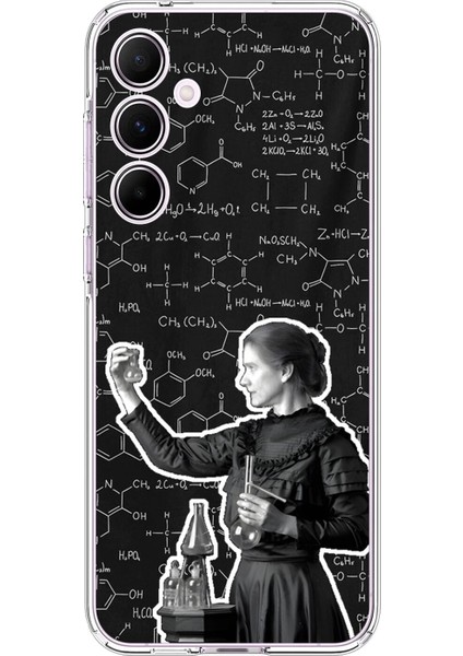 Samsung Galaxy A55 Uyumlu Şeffaf Kılıf Marie Curie Tasarımlı