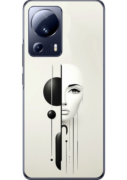 Xiaomi Mi 13 Lite Uyumlu Şeffaf Kılıf Estetik Yüz 2 Tasarımlı