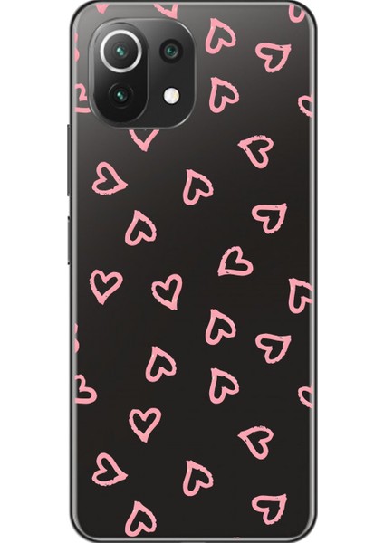 Xiaomi Mi 11 Lite Uyumlu Şeffaf Kılıf Şeffaf Kalp 3 Tasarımlı