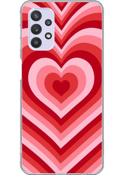 Samsung Galaxy A32 Uyumlu Şeffaf Kılıf Kalp 3 Tasarımlı