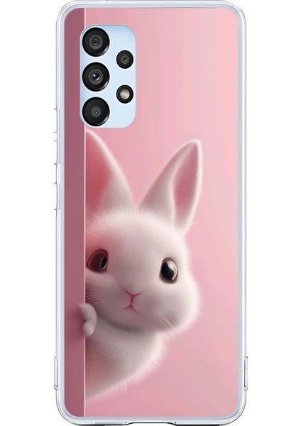 Samsung Galaxy A53 Uyumlu Şeffaf Kılıf 5 Peluş Tavşan Tasarımlı