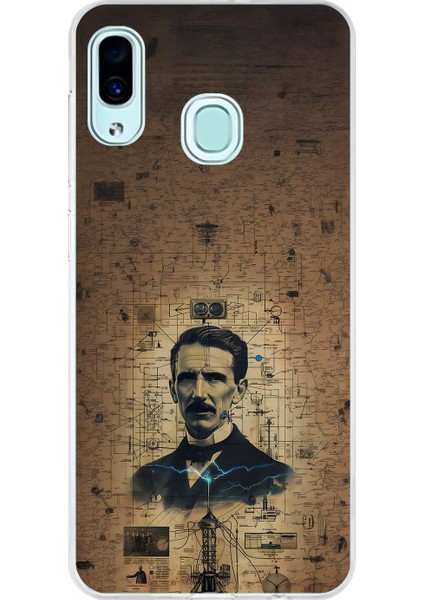 Samsung Galaxy A30 Uyumlu Şeffaf Kılıf Tesla Tasarımlı