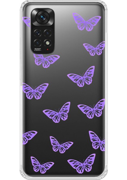 Xiaomi Redmi Note 11 Uyumlu Şeffaf Kılıf Kelebek 4 Tasarımlı